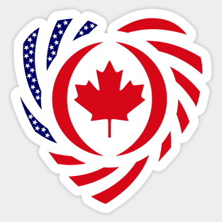 Canadian American Multinational Patriot Flag (Heart) Sticker